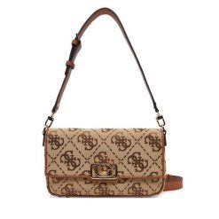Torebka Guess. Brązowe listonoszki damskie Guess, z aplikacjami, bez dodatków. Za 299.99 zł.