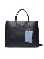 Tommy Hilfiger Torebka Th Icon Satchel AW0AW17683 Granatowy. Niebieskie torebki klasyczne damskie Tommy Hilfiger, ze skóry, bez dodatków. Za 399.99 zł.