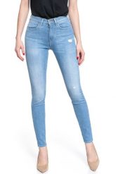 WRANGLER HIGH RISE SKINNY INDIGO BEACHES W27HGU241 112128082. Niebieskie rurki damskie Wrangler, bez wzorów, z jeansu, z podwyższonym stanem. W wyprzedaży za 89.99 zł.