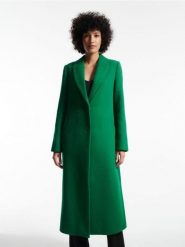 Płaszcz z wełną - zielony. Zielone płaszcze damskie Reserved, bez wzorów, z tkaniny, bez kaptura. W wyprzedaży za 119.99 zł.