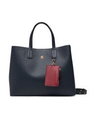 Tommy Hilfiger Torebka Th Icon Satchel Mono AW0AW18923 Granatowy. Niebieskie torebki klasyczne damskie Tommy Hilfiger, ze skóry, bez dodatków. Za 749.99 zł.