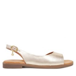 Sandały Lasocki. Żółte sandały damskie Lasocki, bez wzorów, bez obcasa, na płaskiej podeszwie, bez zapięcia. Za 159.99 zł.