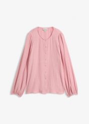 Bluzka oversize z przewiewnego muślinu z czystej bawełny. Czerwone bluzki damskie bonprix, bez wzorów, z bawełny, bez kołnierzyka, bez ramiączek. Za 109.99 zł.