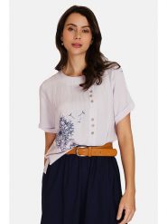 Le Jardin du Lin Koszulka w kolorze białym rozmiar: 42. Białe bluzki damskie Le jardin du lin, bez wzorów, bez kołnierzyka, bez ramiączek. Za 88.02 zł.