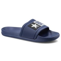 Granatowe Klapki Big Star Damskie Buty Wodoodporne. Niebieskie klapki damskie Big Star, z aplikacjami, bez obcasa, bez zapięcia. Za 49.99 zł.