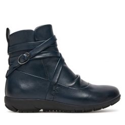 Botki Josef Seibel. Niebieskie botki damskie Josef Seibel, bez obcasa, na płaskiej podeszwie, bez zapięcia. Za 419.99 zł.