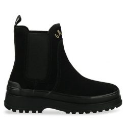 Sztyblety Gant. Czarne botki damskie Gant, bez obcasa, na płaskiej podeszwie, bez zapięcia. Za 499.99 zł.