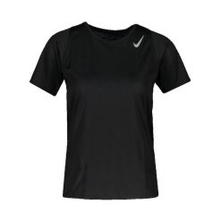 Koszulka Nike Dri-FIT Race damska, lekka i oddychająca. Czarne koszulki damskie Nike, bez wzorów, z poliesteru, bez kołnierzyka, bez ramiączek. Za 97.42 zł.