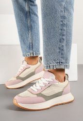 Różowe Sneakersy z Geometrycznym Wzorem Borgis. Czerwone obuwie sportowe damskie Born2be, z materiału, bez zapięcia. Za 99.99 zł.