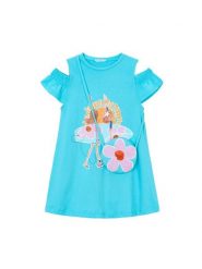 Mayoral Sukienka letnia 3941 Niebieski Regular Fit. Niebieskie sukienki dziewczęce Mayoral, bez wzorów, z bawełny, bez ramiączek, proste. Za 149.99 zł.