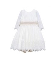 Abel & Lula Sukienka elegancka 5028 Biały Regular Fit. Białe sukienki dziewczęce Abel & Lula, bez wzorów, z syntetyku, bez ramiączek. Za 589.99 zł.