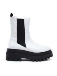 Calvin Klein Jeans Sztyblety Flatform Chelsea Boot YW0YW00850 Biały. Białe botki damskie Calvin Klein Jeans, z jeansu, bez obcasa, na płaskiej podeszwie, bez zapięcia. Za 659.99 zł.