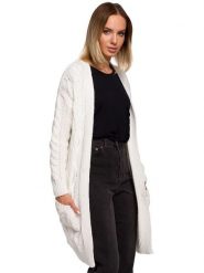 Made of emotion Kardigan w kolorze kremowym rozmiar: L/XL. Brązowe kardigany damskie Made Of Emotion, l, bez wzorów, ze splotem. Za 118.56 zł.
