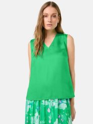 Gerry Weber Bluzka w kolorze zielonym rozmiar: 44. Zielone bluzki damskie Gerry Weber, s, bez wzorów, z wiskozy, klasyczne, bez kołnierzyka, bez ramiączek. Za 92.21 zł.