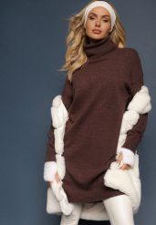 Brązowa Sukienka Milana. Brązowe sukienki damskie Renee, bez wzorów, z dzianiny, bez ramiączek. W wyprzedaży za 111.99 zł.
