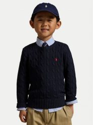Polo Ralph Lauren Sweter 322702674060 Granatowy Regular Fit. Niebieskie swetry chłopięce Polo Ralph Lauren, z bawełny, bez kołnierzyka. Za 519.99 zł.