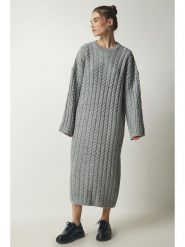 Happiness Istanbul Sukienka dzianinowa w kolorze szarym rozmiar: onesize. Szare sukienki damskie Happiness Istanbul, bez wzorów, z dzianiny, bez ramiączek. Za 100.99 zł.