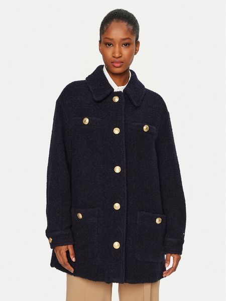 Tommy Hilfiger Płaszcz wełniany WW0WW43762 Granatowy Regular Fit. Niebieskie płaszcze damskie Tommy Hilfiger, na zimę, bez wzorów, z wełny, bez kaptura. Za 1,009.99 zł.