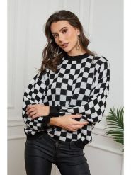 Joséfine Sweter "Ilma" w kolorze czarno-białym rozmiar: M. Białe swetry klasyczne damskie Joséfine, m, z wełny, bez kołnierzyka. Za 121.99 zł.