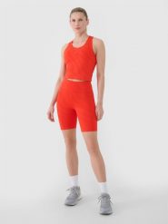 4F Legginsy kolarki treningowe damskie - czerwone M. Czerwone legginsy damskie 4F, m, bez wzorów, z dzianiny. W wyprzedaży za 59.99 zł.