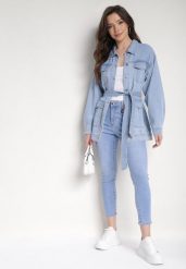 Jasnoniebieskie Jeansy Skinny z Regularną Talią Fionel. Niebieskie jeansy damskie Born2be, z aplikacjami, z jeansu. Za 89.99 zł.