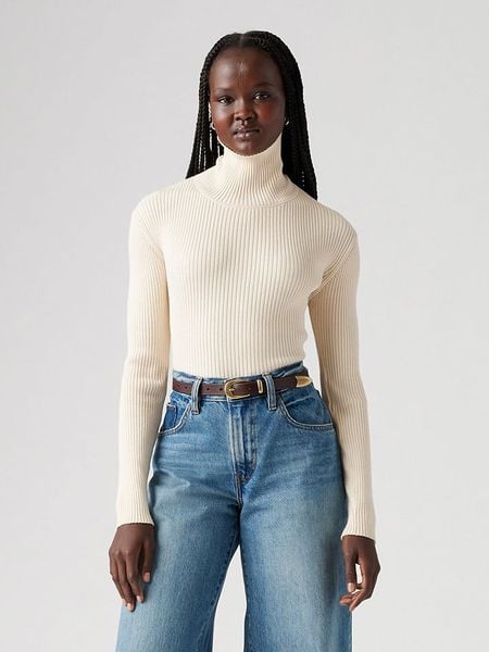 Levi's Golf w kolorze kremowym rozmiar: L. Brązowe golfy damskie Levi's, l, bez wzorów, ze splotem, bez ramiączek. Za 108.74 zł.