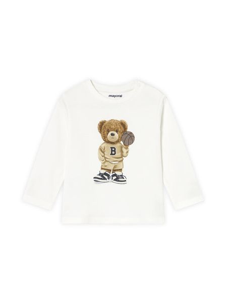 Mayoral Bluzka 2058 Biały Regular Fit. Białe t-shirty i koszulki chłopięce Mayoral, bez wzorów, z bawełny, bez kołnierzyka, bez ramiączek. Za 69.99 zł.