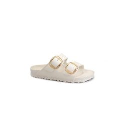 Klapki damskie Birkenstock Arizona Big Buckle Eva. Białe klapki damskie Birkenstock, bez wzorów, z materiału, bez obcasa, bez zapięcia. Za 343.00 zł.