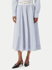 Tommy Hilfiger Spódnica midi WW0WW48936 Niebieski A-Line Fit. Niebieskie spódnice damskie Tommy Hilfiger, l, bez wzorów, z bawełny, midi. Za 529.99 zł.