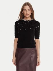 KAOS Sweter RI1KT021 Czarny Regular Fit. Czarne swetry klasyczne damskie KAOS, xl, z wełny, bez kołnierzyka. Za 679.99 zł.