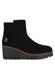 Rieker Botki Y5065-00 Czarny. Czarne botki damskie Rieker, ze skóry, bez obcasa, na koturnie, bez zapięcia. Za 335.00 zł.