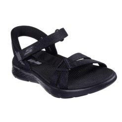 Sandały SKECHERS SLIP-INS GO WALK FLEX Czarny. Czerwone sandały damskie Skechers, bez wzorów, z materiału, bez obcasa, bez zapięcia. Za 259.99 zł.