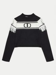 TWINSET Sweter 242GJ3163 Czarny Regular Fit. Czarne swetry dziewczęce Twinset, bez wzorów, z syntetyku, bez kołnierzyka, bez ramiączek. Za 369.99 zł.
