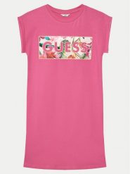 Guess Sukienka codzienna J5GK06 KAE24 Różowy Regular Fit. Czerwone sukienki dziewczęce Guess, z aplikacjami, z bawełny, bez ramiączek, proste. Za 99.99 zł.