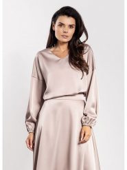 Awama Bluzka w kolorze beżowym rozmiar: M. Brązowe bluzki damskie Awama, m, bez wzorów, bez kołnierzyka, bez ramiączek. Za 130.50 zł.