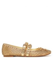 Guess Baleriny FLJKNN FAB02 Złoty. Żółte balerinki damskie Guess, z aplikacjami, z materiału. Za 339.99 zł.
