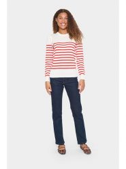 SAINT TROPEZ Sweter w kolorze biało-czerwonym rozmiar: M. Białe swetry klasyczne damskie Saint Tropez, m, bez kołnierzyka. Za 73.93 zł.