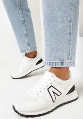 Białe Sneakersy przed Kostkę z Ozdobnymi Przeszyciami Evecca. Białe obuwie sportowe damskie Born2be, przed kostkę, bez zapięcia. Za 99.99 zł.