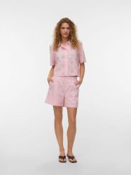 Vero Moda Bluzka w kolorze jasnoróżowym rozmiar: L. Różowe bluzki damskie Vero Moda, l, bez wzorów, z bawełny, bez kołnierzyka, bez ramiączek. Za 98.95 zł.