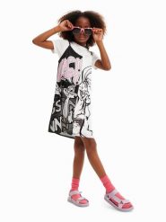 Desigual Sukienka codzienna 23SGVW03 Biały Regular Fit. Białe sukienki dziewczęce Desigual, bez wzorów, z wiskozy, bez ramiączek, proste. Za 539.99 zł.
