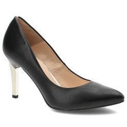 Czarne Czółenka Damiss Eleganckie Buty Damskie Na Szpilce. Czarne czółenka damskie DAMISS, bez wzorów, ze skóry, bez obcasa, na obcasie. Za 309.00 zł.