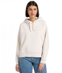 DAMSKA BLUZA LEE ESSENTIAL HOODIE ECRU HEATHER 112371337. Brązowe bluzy damskie Lee, xs, bez wzorów, z kapturem. Za 199.99 zł.