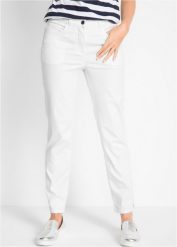 Dżinsy z prostą nogawką, mid waist, ze stretchem. Białe jeansy damskie bonprix. Za 139.99 zł.