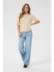 Kaffe Koszulka polo w kolorze beżowym rozmiar: L. Brązowe koszulki damskie Kaffe, l, bez wzorów, bez kołnierzyka, bez ramiączek. Za 91.77 zł.