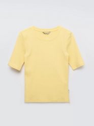 Koszulka damska w prążek żółta Imija 200. Żółte koszulki damskie Big Star, l, bez wzorów, z dzianiny, bez kołnierzyka, bez ramiączek. Za 79.99 zł.