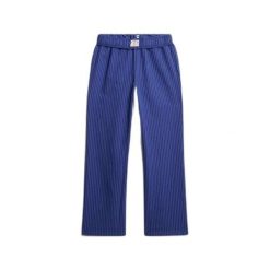 Spodnie elastyczne w paski z bawełny organicznej dla kobiet Superdry. Niebieskie spodnie sportowe damskie Superdry, bez wzorów, z bawełny. Za 270.00 zł.