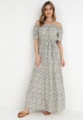 Fioletowo-Żółta Sukienka z Bawełny Thesamia. Fioletowe sukienki damskie Born2be, bez wzorów, z bawełny, bez ramiączek. Za 109.99 zł.