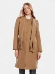 Rinascimento Płaszcz wełniany CFC0125616003 Beżowy Regular Fit. Brązowe płaszcze damskie Rinascimento, na zimę, xl, bez wzorów, z syntetyku, bez kaptura. Za 899.99 zł.
