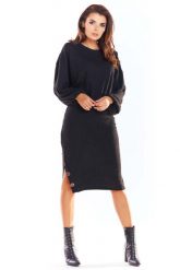 Czarny Nowoczesny Oversizowy Sweter z Guzikami. Czarne swetry klasyczne damskie Awama, l, z materiału, bez kołnierzyka. Za 206.90 zł.