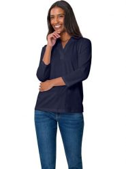 Heine Bluzka w kolorze granatowym rozmiar: 38. Niebieskie bluzki damskie Heine, bez wzorów, bez kołnierzyka, bez ramiączek. Za 56.66 zł.